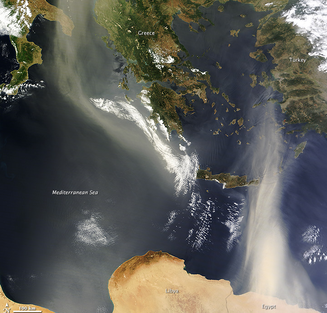 NASA, Earth, Terra satellite, dust over Mediterranean, Mediterranean Sea, God's Green Earth, Stewardship