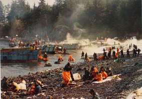 Exxon Valdez, oil, oil spill, clean up, Prince William Sound, pollution